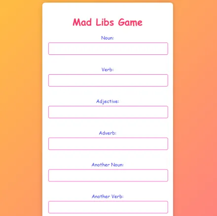 Madlibs game