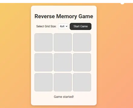 Reverse Memory game